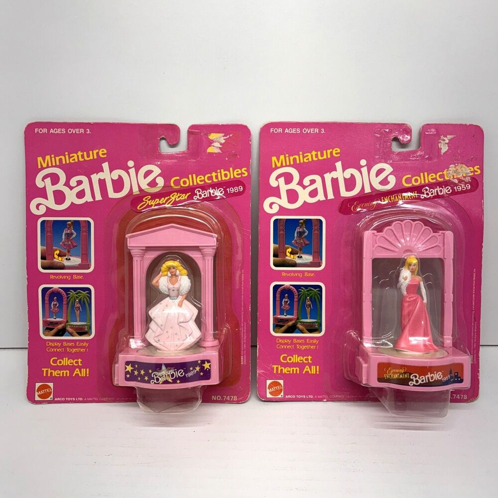 1989 Mattel Barbie Miniature Collectibles 2: Superstar & Evening Enchantment NIB